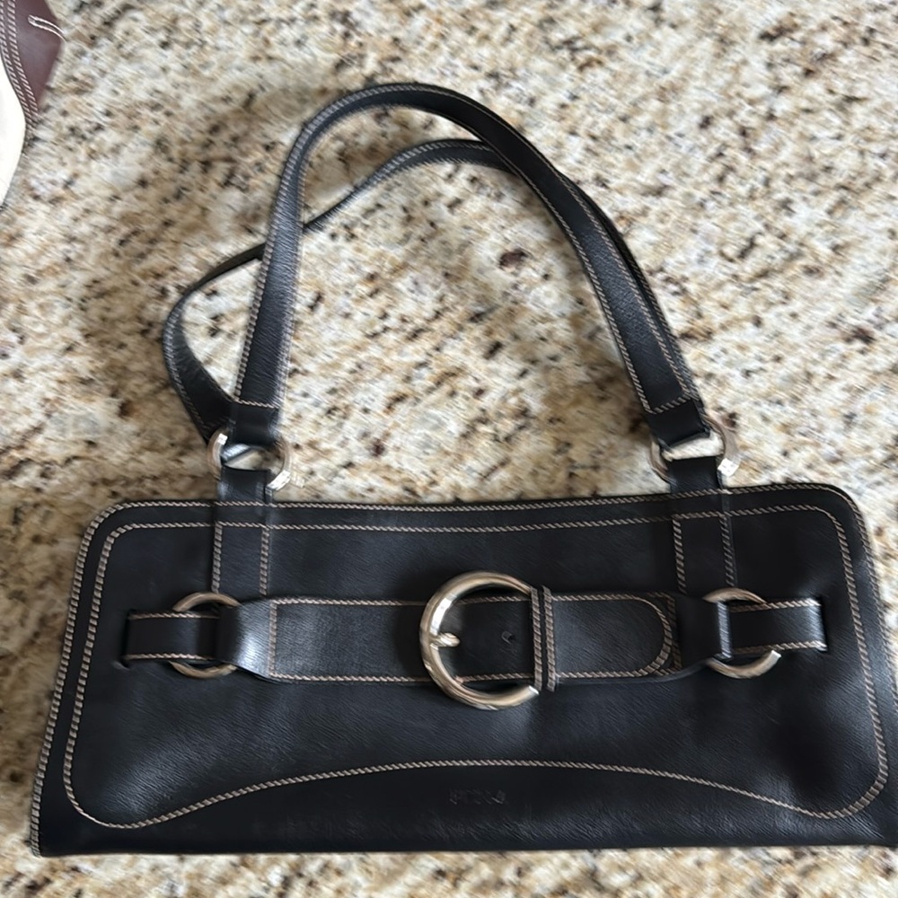Furla  black leather handbag.